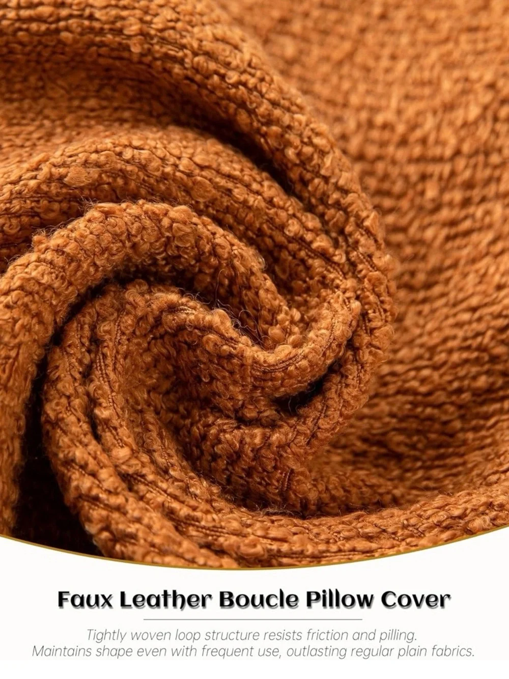Tufted Bouclé Accent Pillow  Covers Pair in Tobacco
